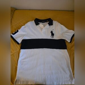 Ralph Lauren White and Blue Polo Shirt